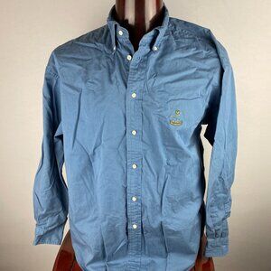 Faconnable Shirt Mens Preppy Blue Long Sleeve Button Down Logo Chest XXL *
